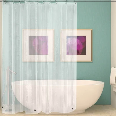 Водонепроницаемая прозрачная белая занавеска для душа из ЭВА с принтом, пластиковая занавеска для ванной комнаты PEVA