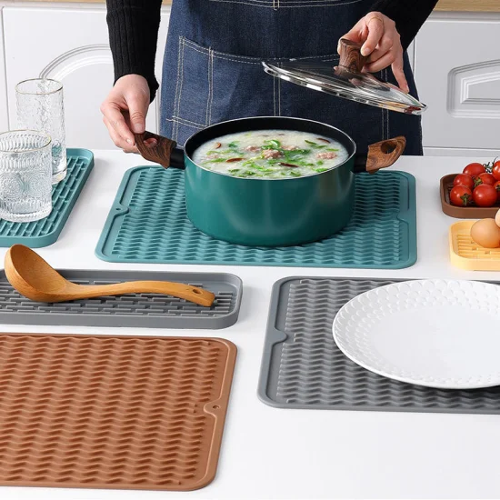 Новый кухонный силиконовый коврик для сушки, прочный силиконовый коврик для посуды