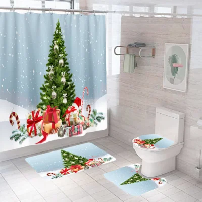 Рождественские занавески для душа с принтом для ванной комнаты с анти